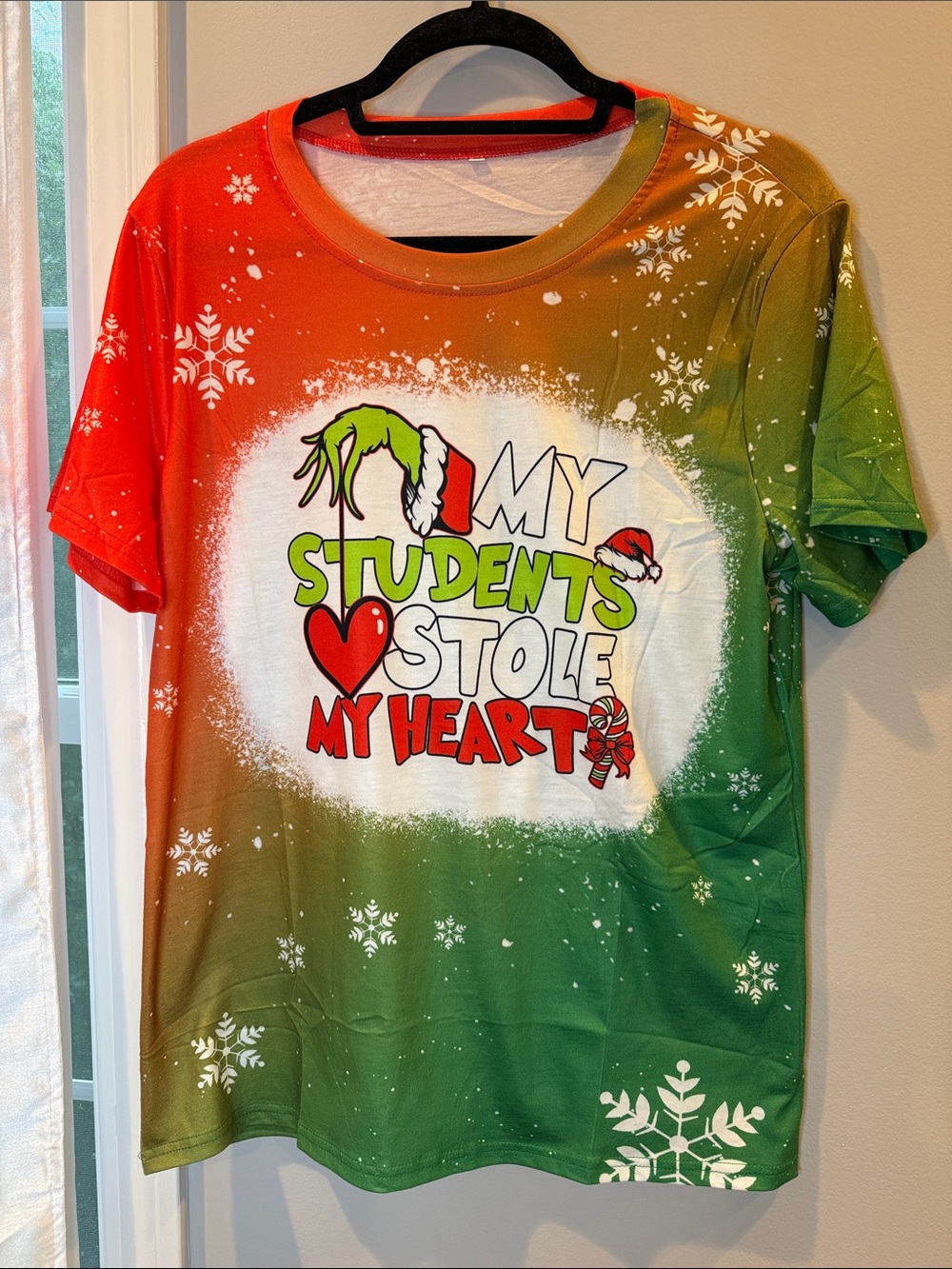 Holiday 'My Students Stole My Heart' Kids Tee - Red & Green medium woman’s teach